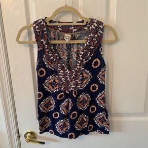 Akemi and Kim Anthro navy printed tanks top